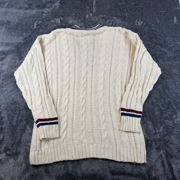 Vtg 80's Findochty Cricket Tennis Chunky Knitted Sweater Men's XL V-Neck - Picture 7 of 9